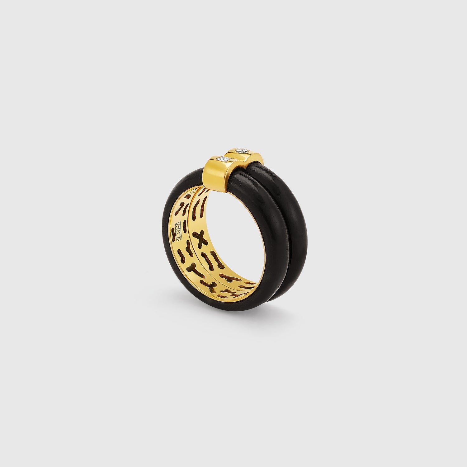 Double Black Wood Ring