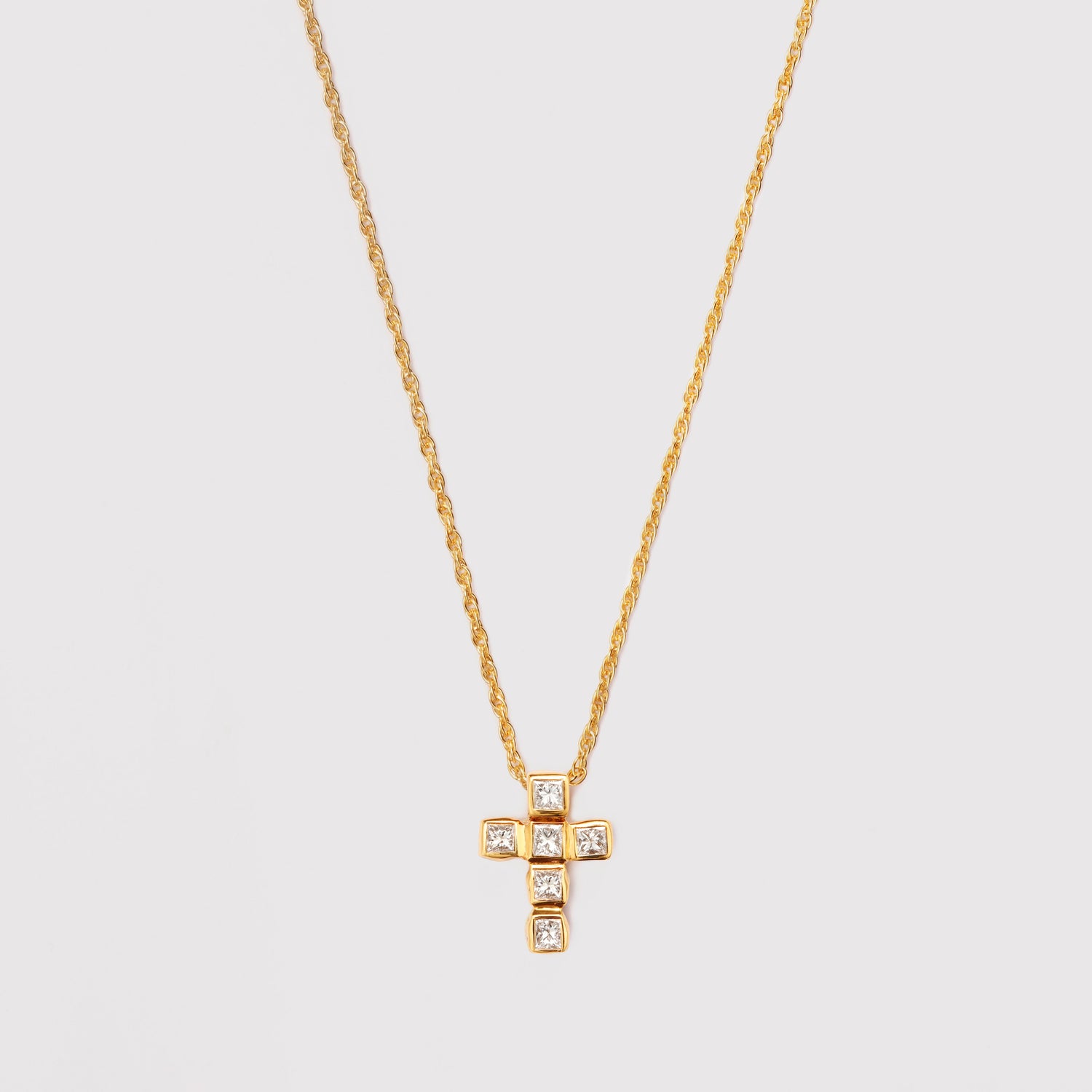 Diamond Grid Cross Necklace