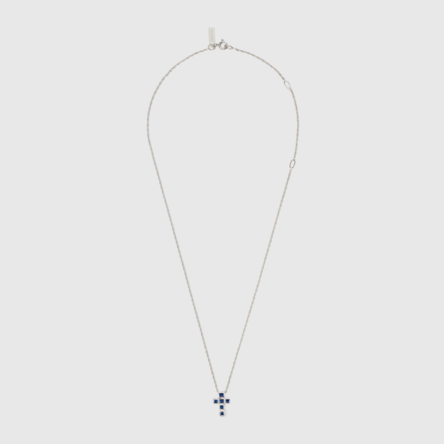 Blue Sapphire Grid Cross Necklace